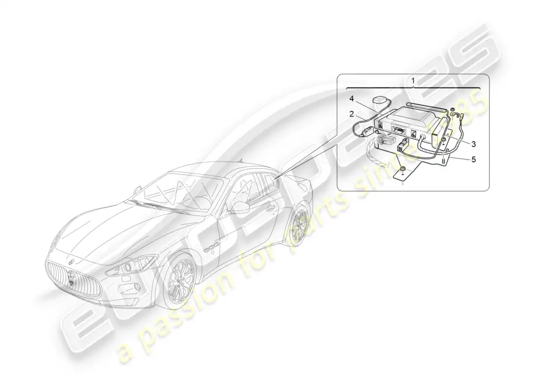 maserati granturismo (2014) sistema de alarma e inmovilizador diagrama de piezas