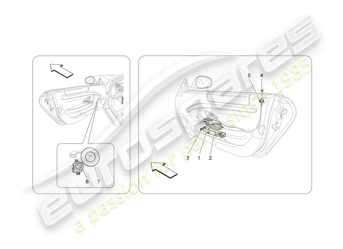 maserati granturismo s (2018) dispositivos de puerta diagrama de piezas