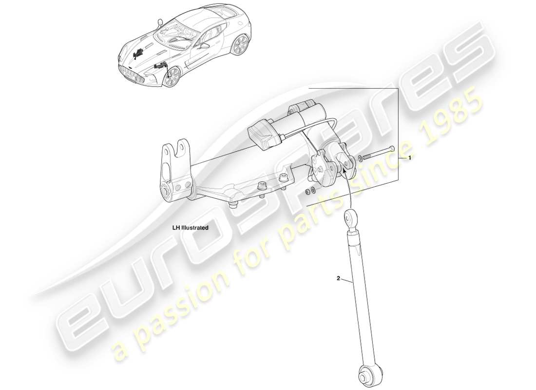 aston martin one-77 (2011) sistema de altura de manejo ajustable, delantero diagrama de piezas