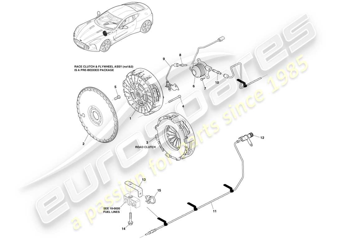 aston martin one-77 (2011) sistema de embrague diagrama de piezas