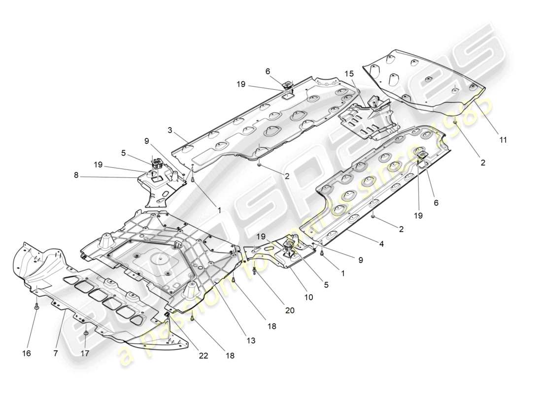 maserati quattroporte (2018) diagrama de piezas de protectores de bajos y pisos