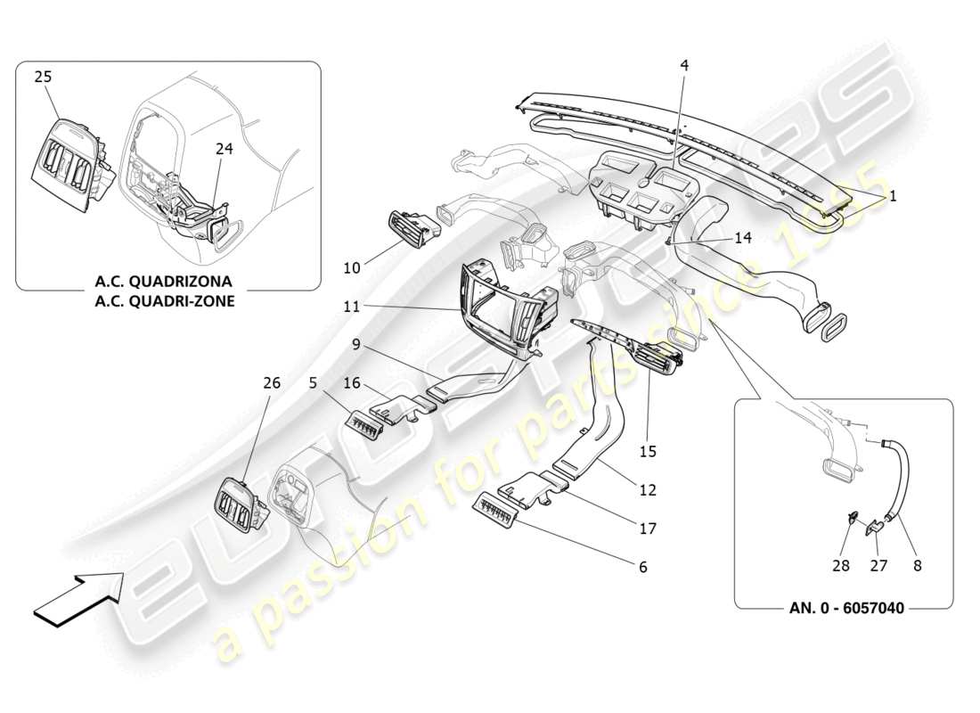 maserati levante (2020) unidad de aire acondicionado: difusión diagrama de piezas