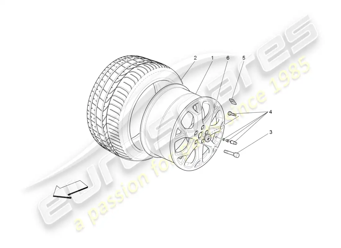 maserati granturismo (2008) wheels and tyres diagrama de piezas
