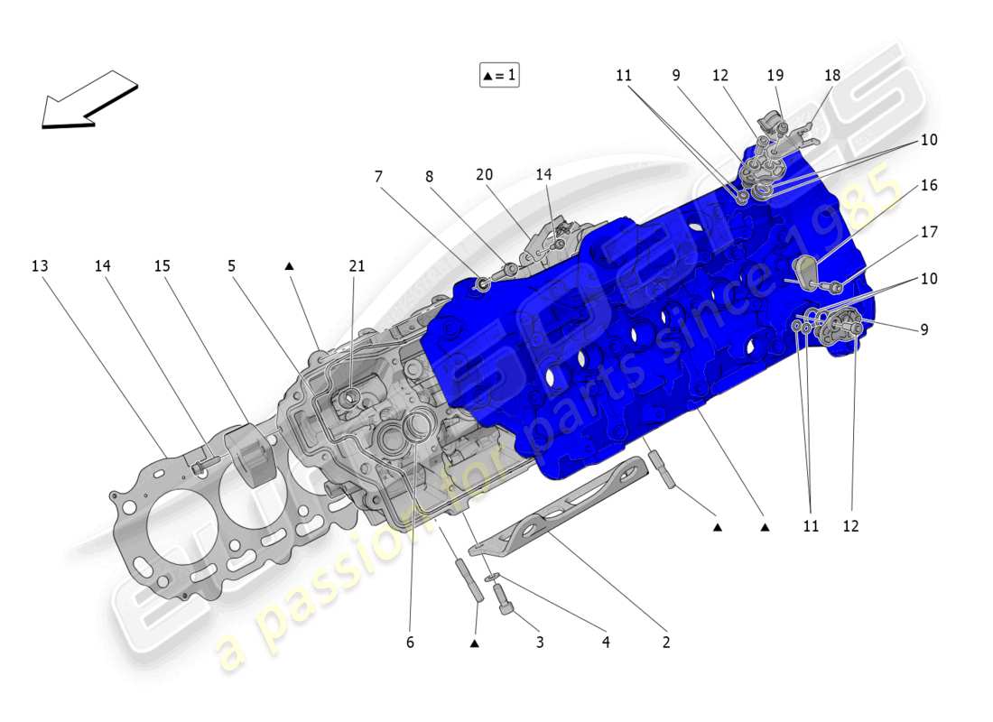 maserati mc20 (2022) diagrama de piezas de la culata izquierda