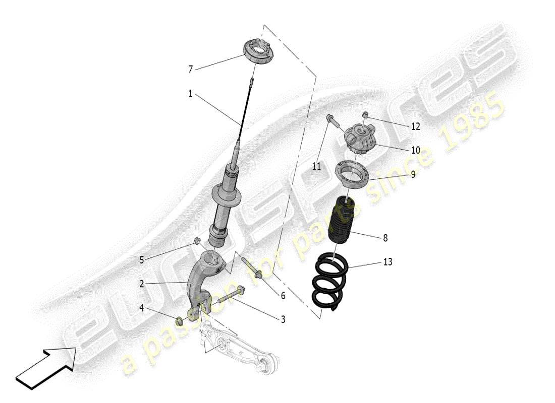 maserati mc20 (2024) dispositivos amortiguadores delanteros diagrama de piezas
