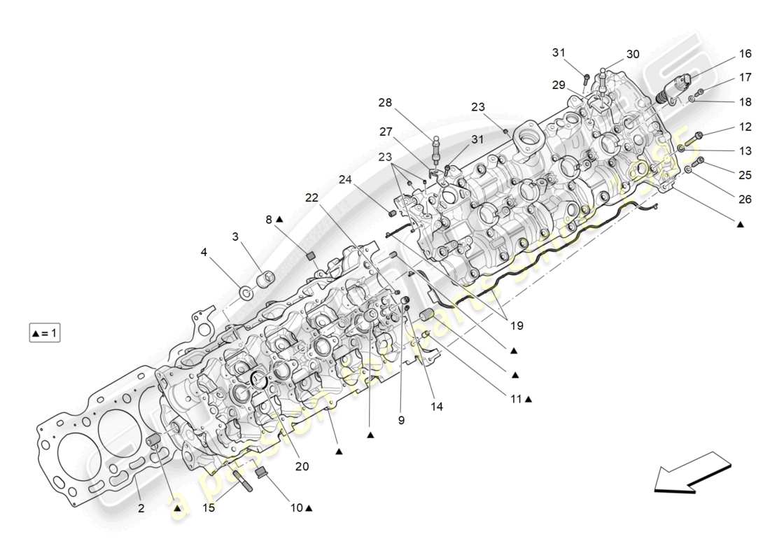 maserati levante modena s (2022) culata izquierda diagrama de piezas