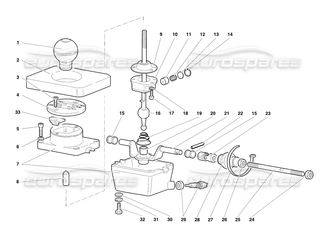 lamborghini diablo sv (1997) torre de control de caja de cambios diagrama de piezas