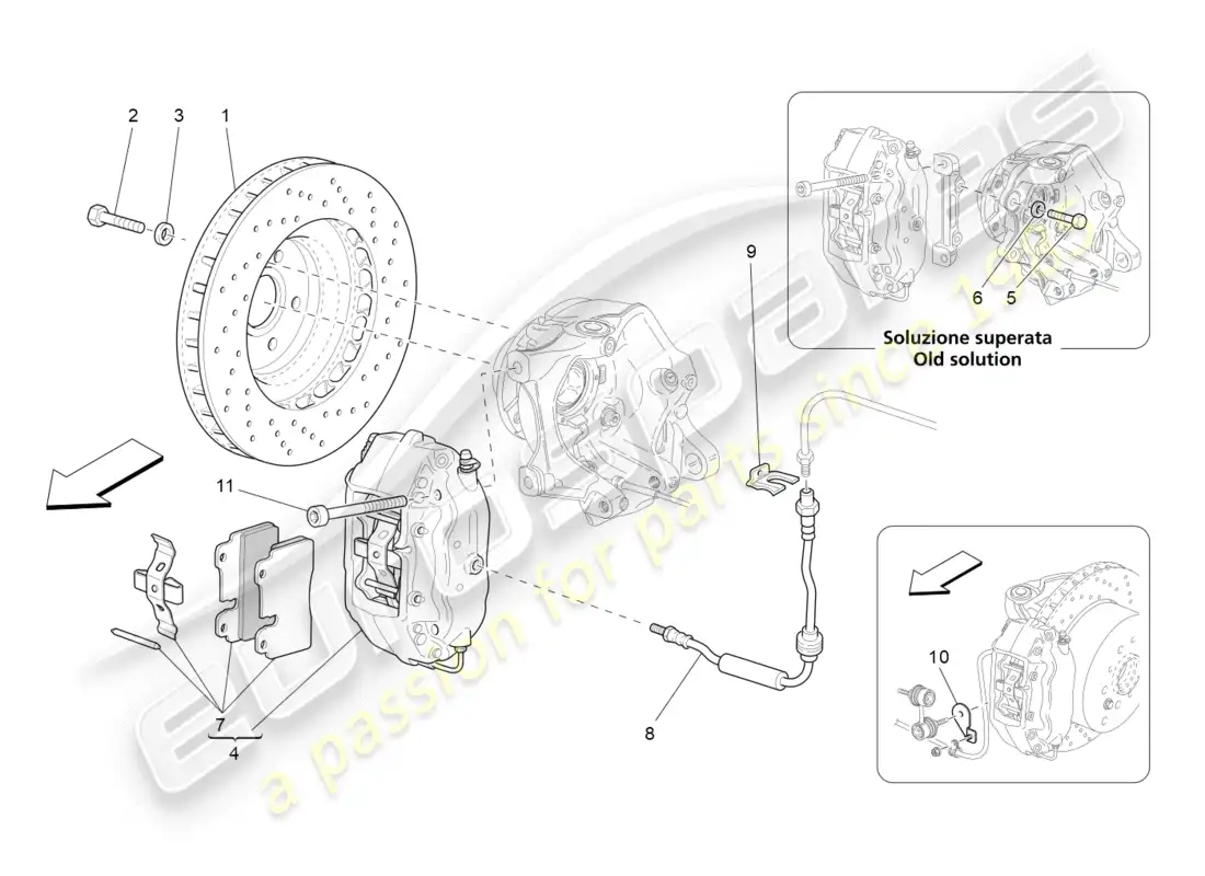 maserati granturismo (2011) braking devices on rear wheels diagrama de piezas