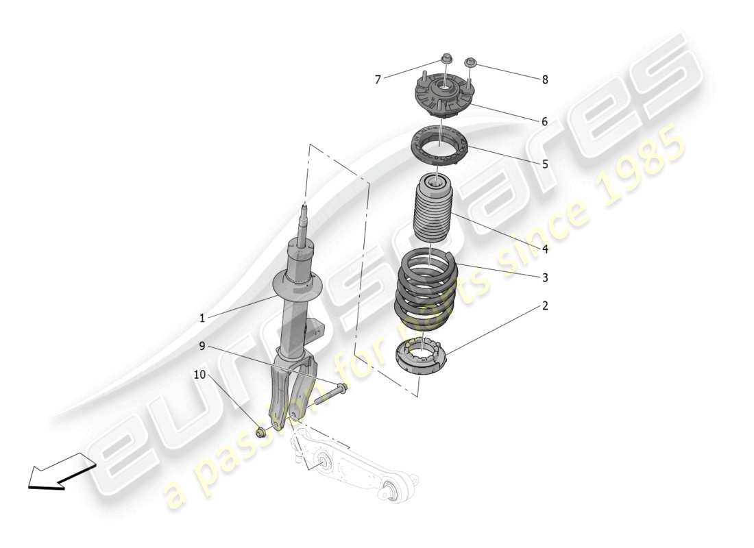 maserati grecale gt (2023) diagrama de piezas de los dispositivos amortiguadores delanteros