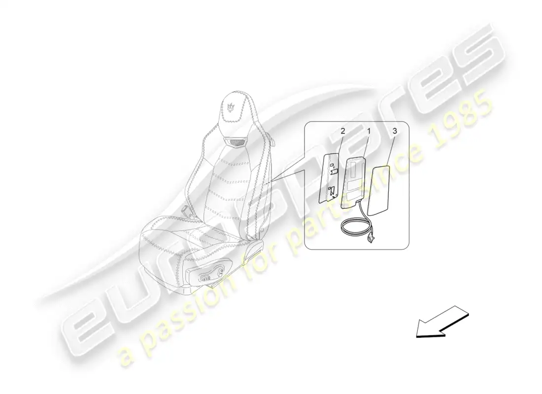 maserati granturismo s (2015) sistema de bolsas laterales delanteras diagrama de piezas
