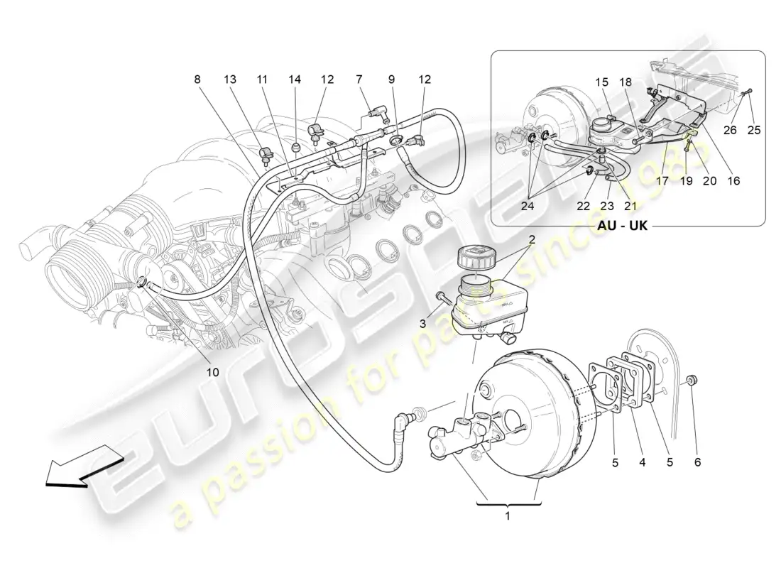 maserati granturismo (2012) brake servo system diagrama de piezas