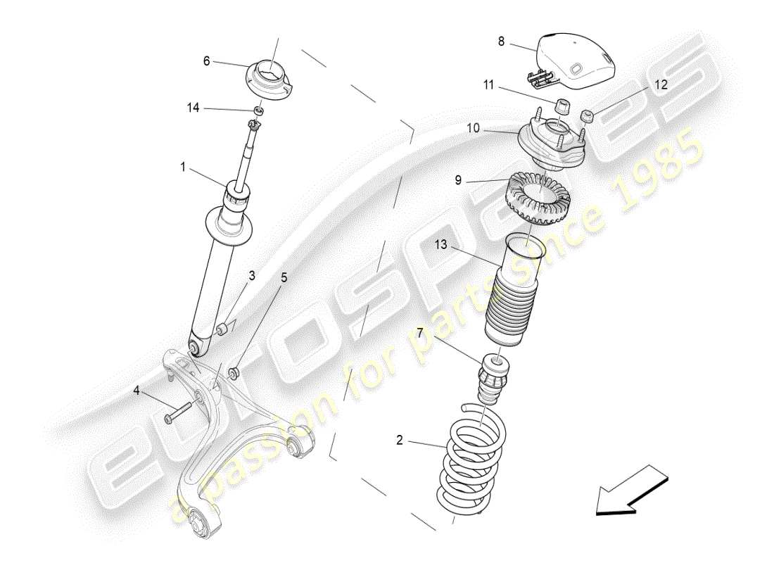 maserati ghibli (2019) dispositivos amortiguadores delanteros diagrama de piezas