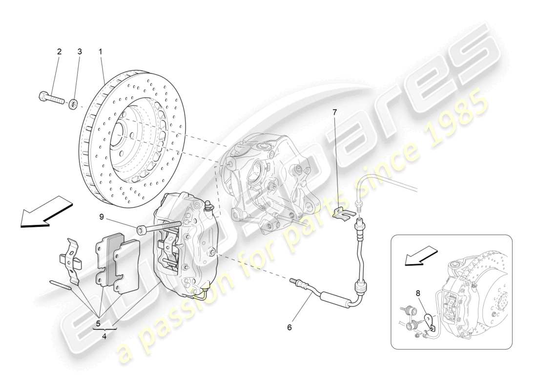 maserati grancabrio mc (2013) diagrama de piezas de los dispositivos de frenado en las ruedas traseras