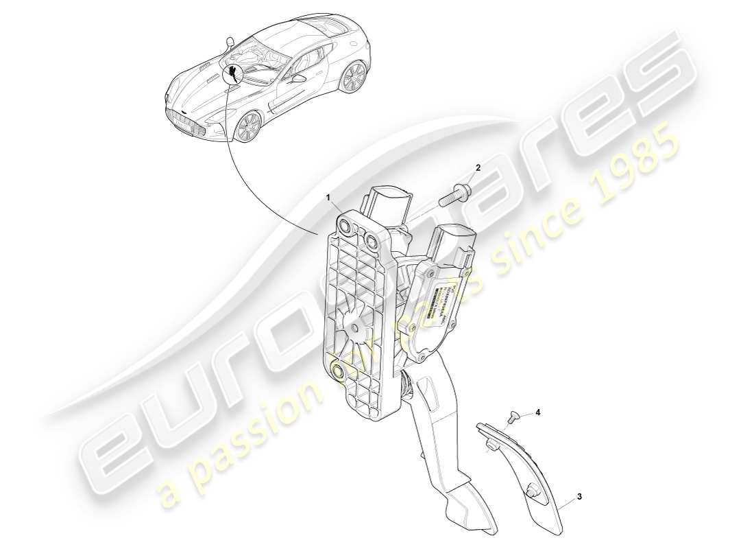 aston martin one-77 (2011) diagrama de piezas del control del acelerador