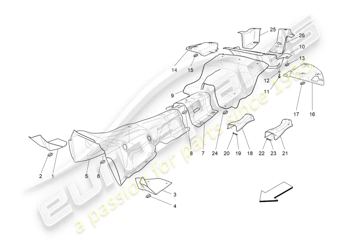 maserati qtp 3.0 tds v6 275hp (2015) paneles aislantes térmicos diagrama de piezas