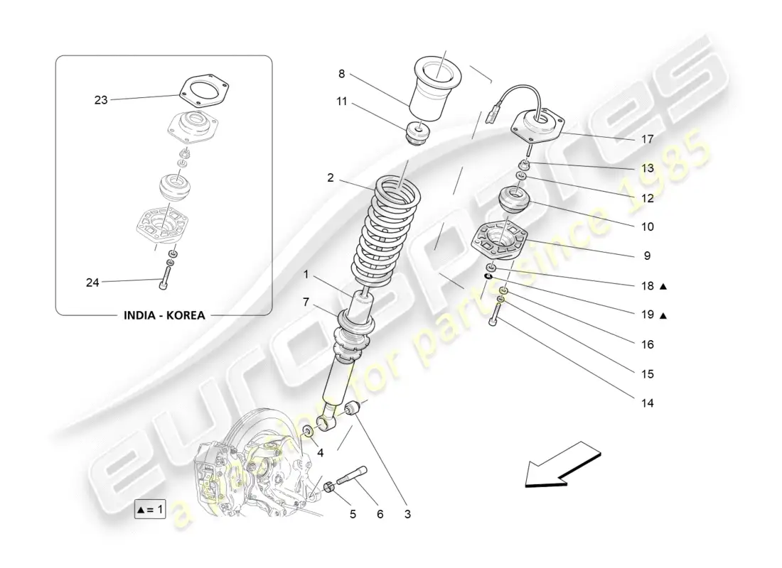 maserati granturismo s (2019) diagrama de piezas de los dispositivos del amortiguador trasero