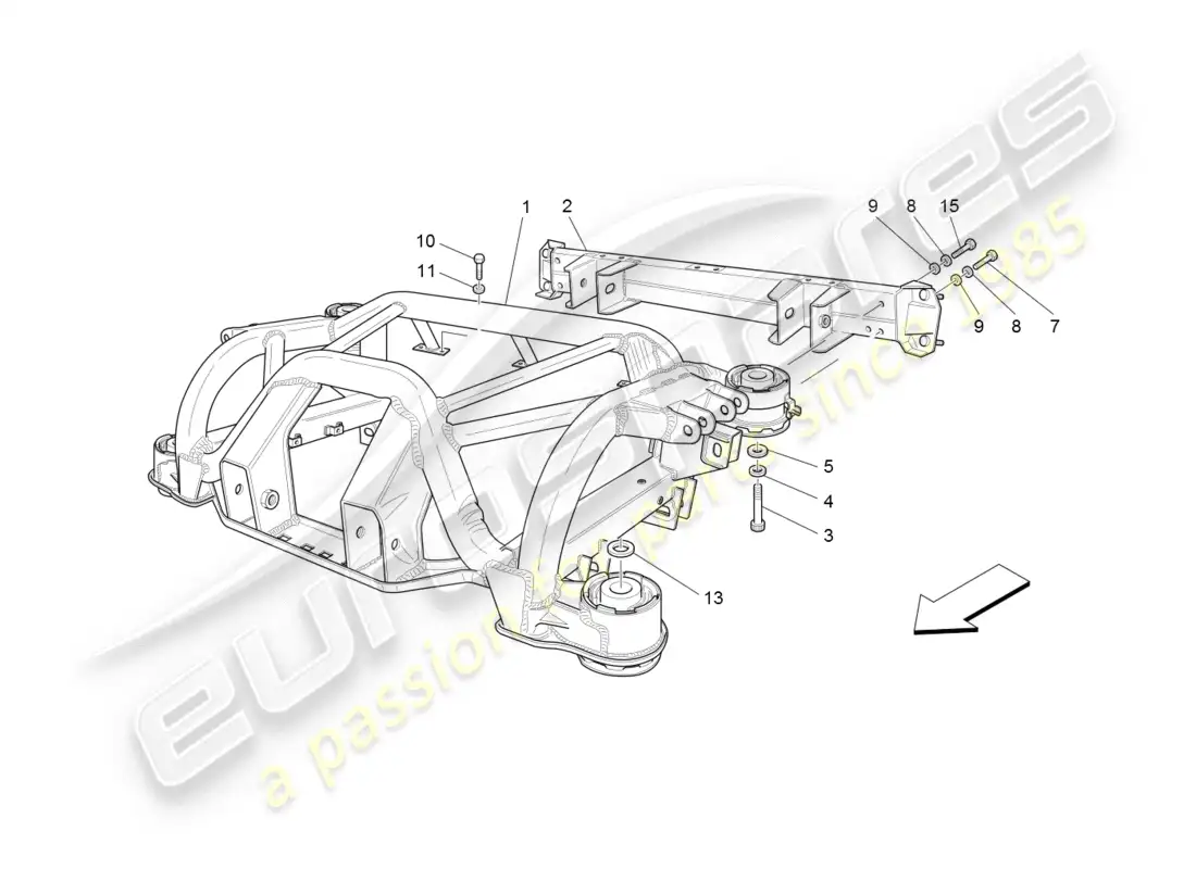 maserati granturismo (2008) chasis trasero diagrama de piezas