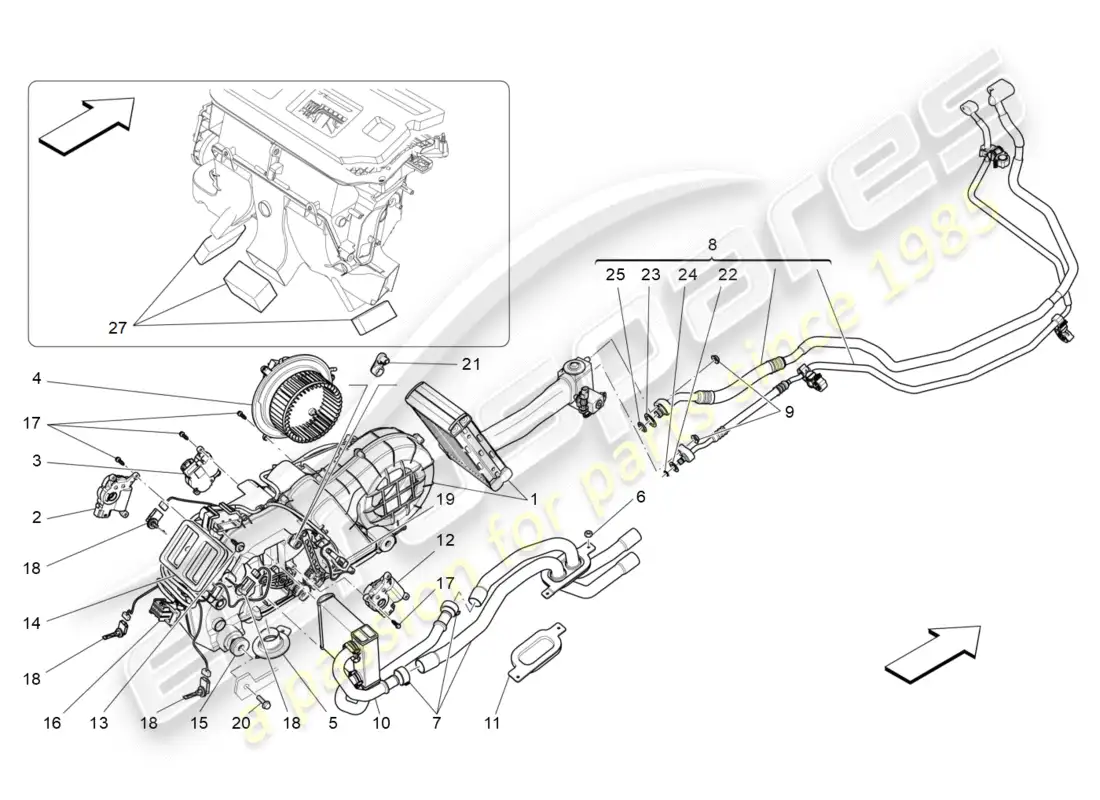 maserati qtp 3.0 tds v6 275hp (2015) unidad de a/c: dispositivos de túnel diagrama de piezas