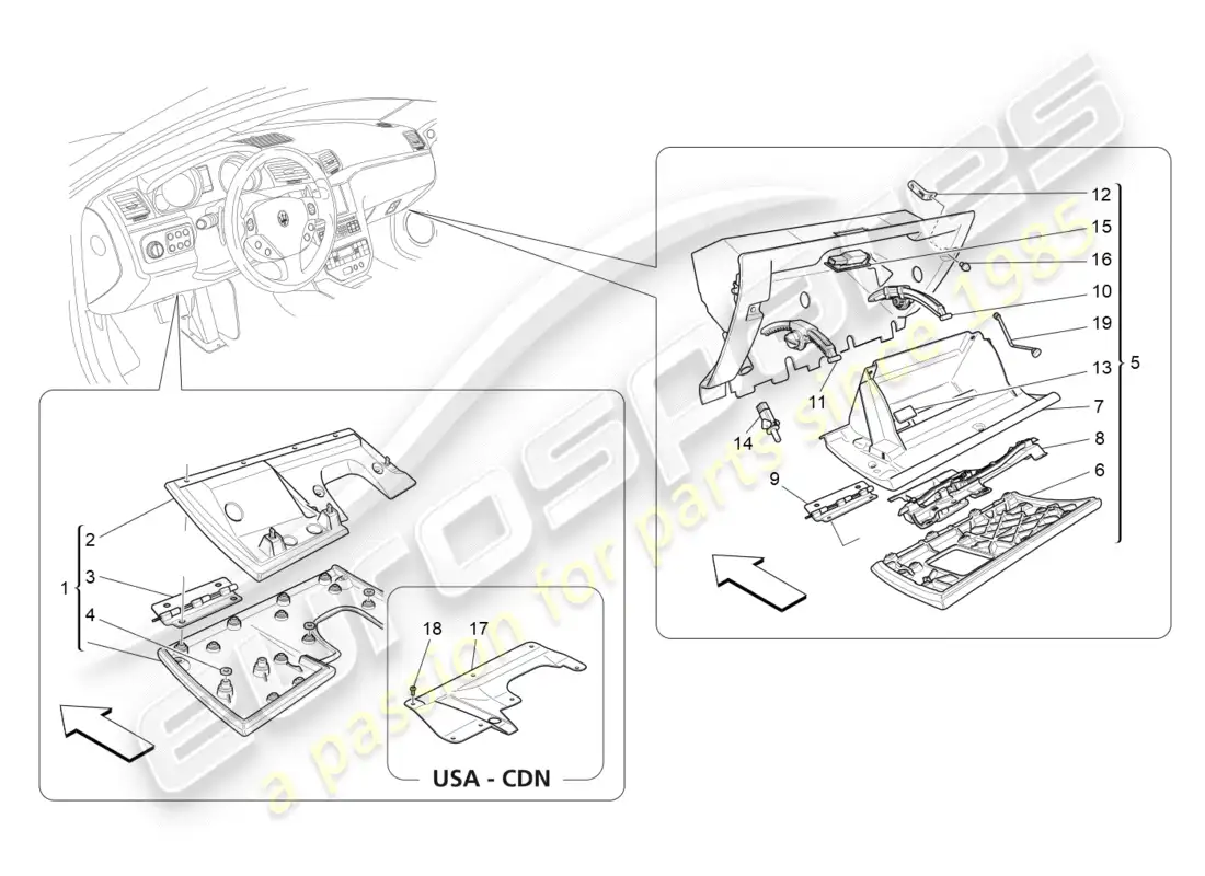 maserati granturismo (2011) guanteras diagrama de piezas