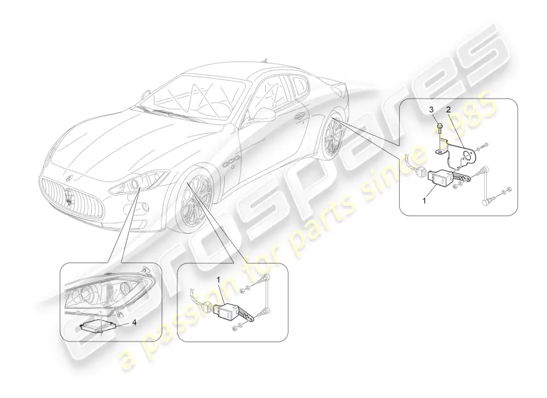 maserati granturismo (2009) control del sistema de iluminación diagrama de piezas