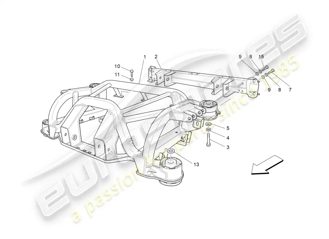 maserati granturismo (2014) chasis trasero diagrama de piezas