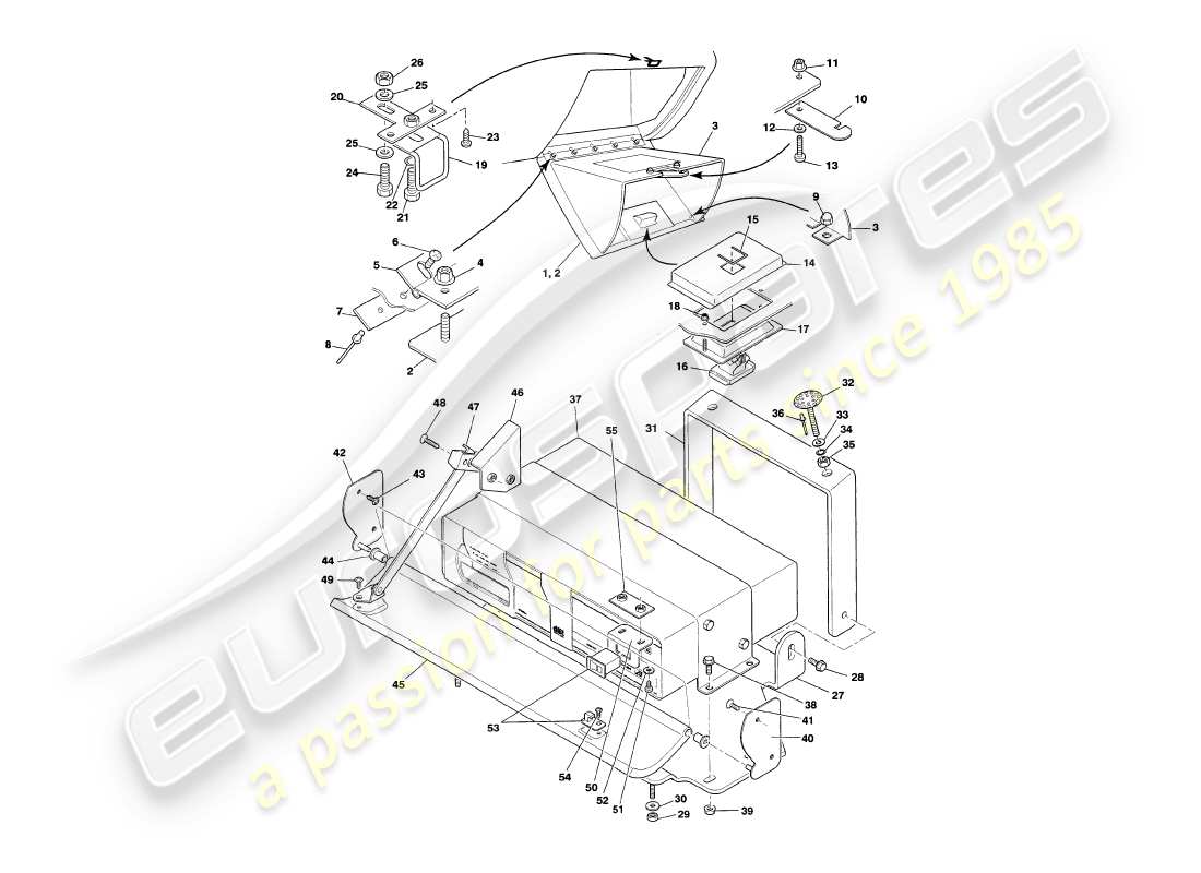 aston martin v8 volante (1997) diagrama de piezas de fascia y molduras