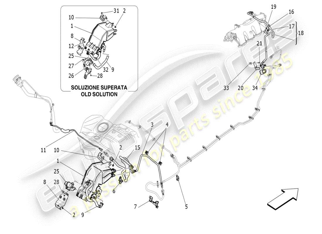 maserati ghibli (2019) fuel vapour recirculation system diagrama de piezas