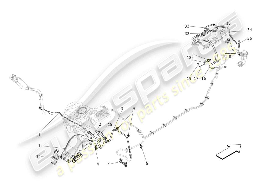 maserati levante (2019) fuel vapour recirculation system diagrama de piezas