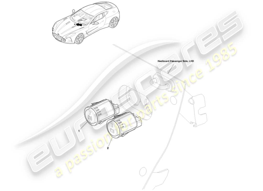 aston martin one-77 (2011) interruptores de encendido/apagado de batería diagrama de piezas