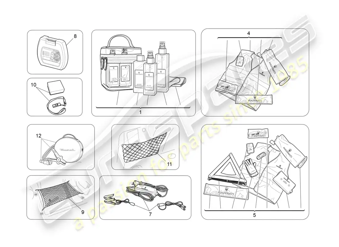 maserati granturismo (2009) accesorios posventa diagrama de piezas