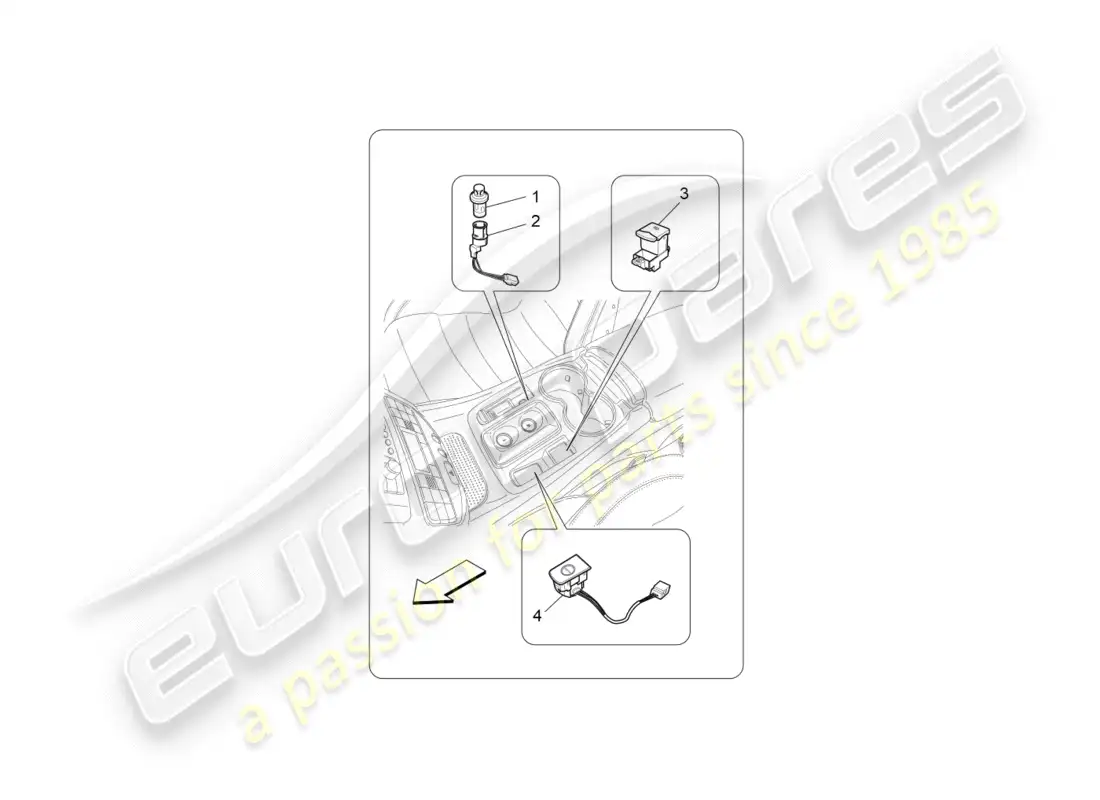 maserati qtp 3.0 tds v6 275hp (2015) diagrama de piezas de los dispositivos de la consola central