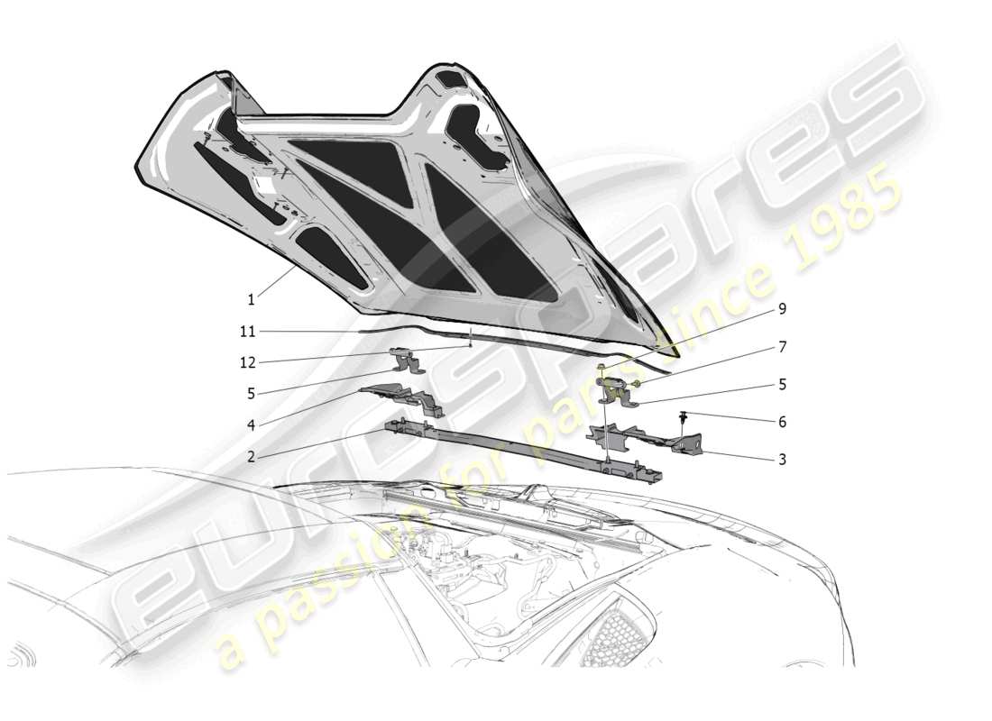 maserati mc20 cielo (2023) capote eléctrico: diagrama de partes de cubiertas
