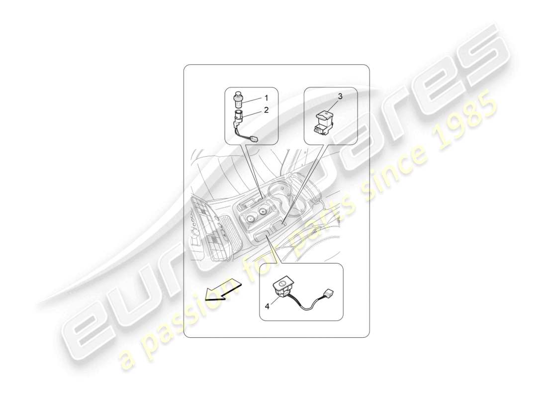 maserati granturismo mc stradale (2012) diagrama de piezas de los dispositivos de la consola central