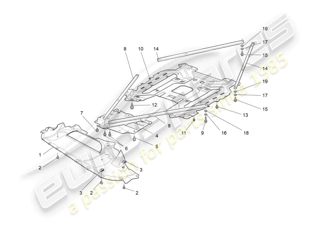 maserati grancabrio mc (2013) diagrama de piezas de protectores de bajos y pisos