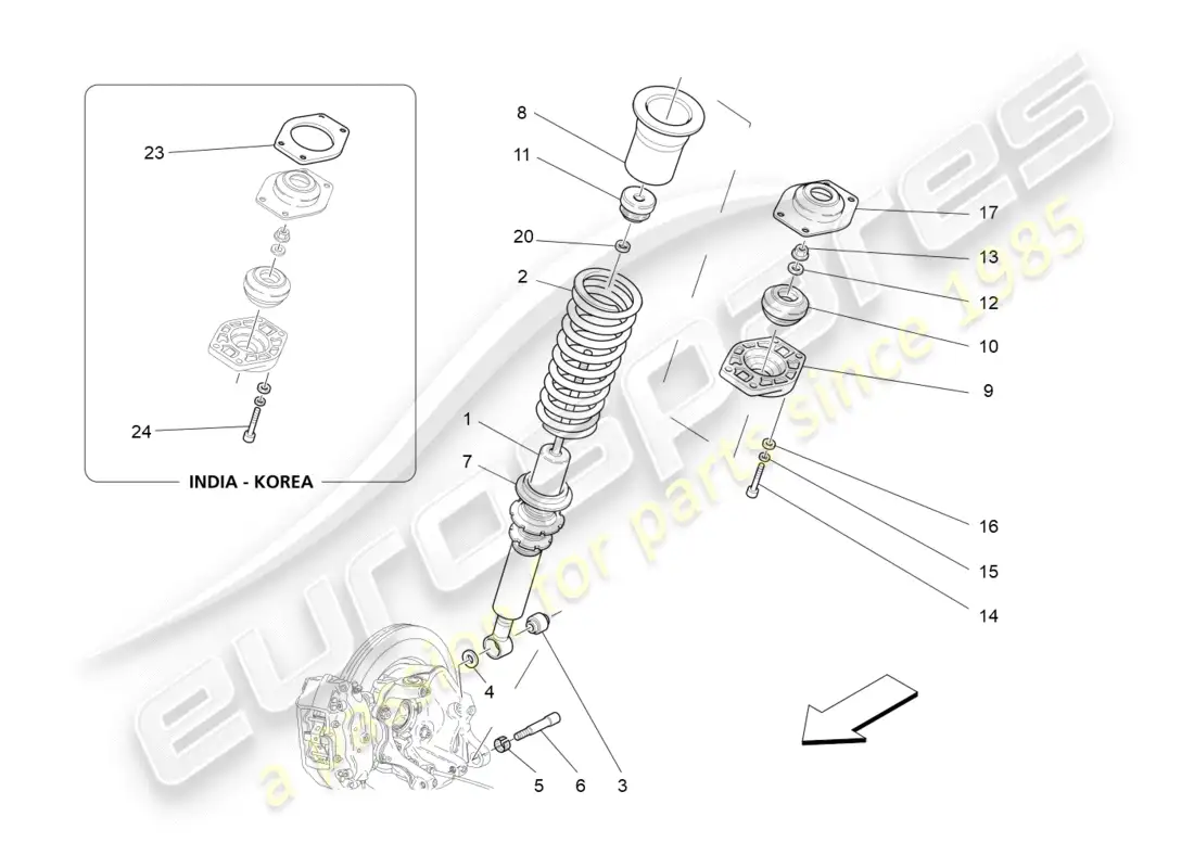 maserati granturismo s (2019) diagrama de piezas de los dispositivos del amortiguador trasero