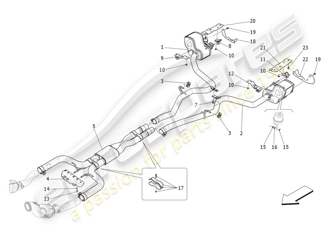 maserati levante tributo (2021) silenciadores diagrama de piezas