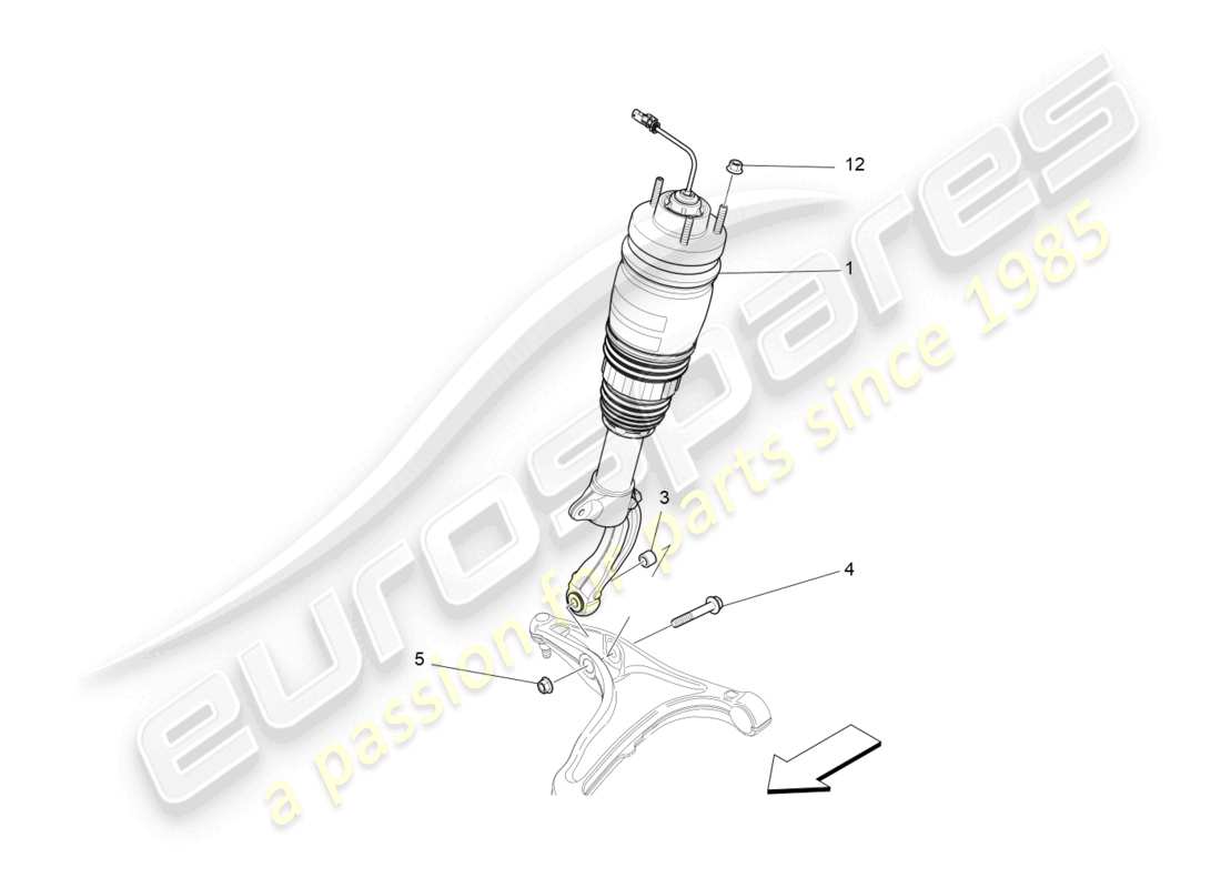 maserati levante (2017) dispositivos amortiguadores delanteros diagrama de piezas