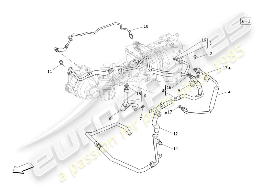 maserati ghibli fragment (2022) sistema de turbocargación: lubricación y enfriamiento diagrama de piezas