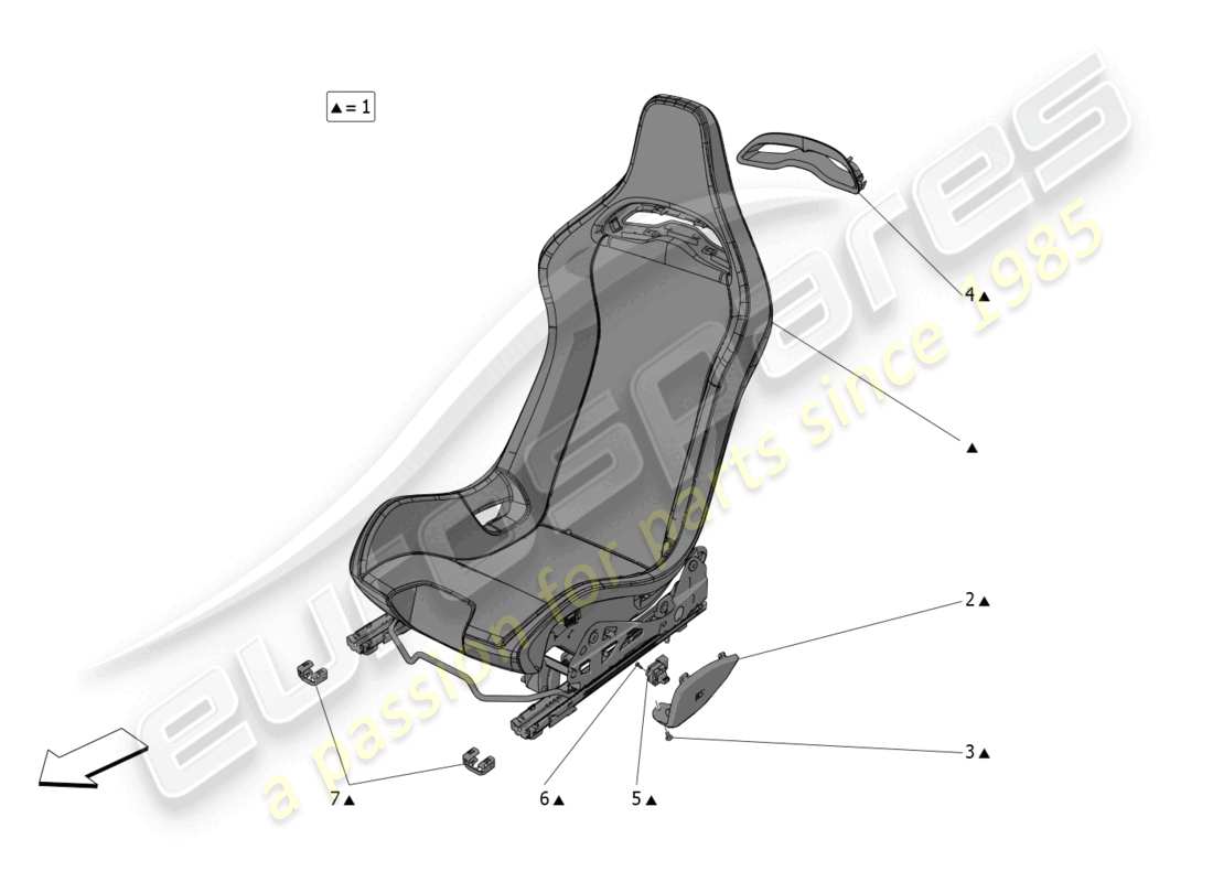 maserati mc20 (2022) asientos: paneles acabados diagrama de piezas