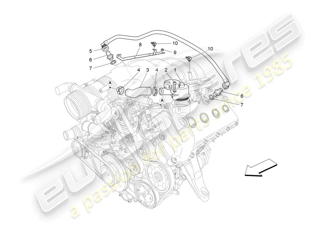 maserati grancabrio mc (2013) diagrama de piezas del sistema de recirculación de vapores de aceite