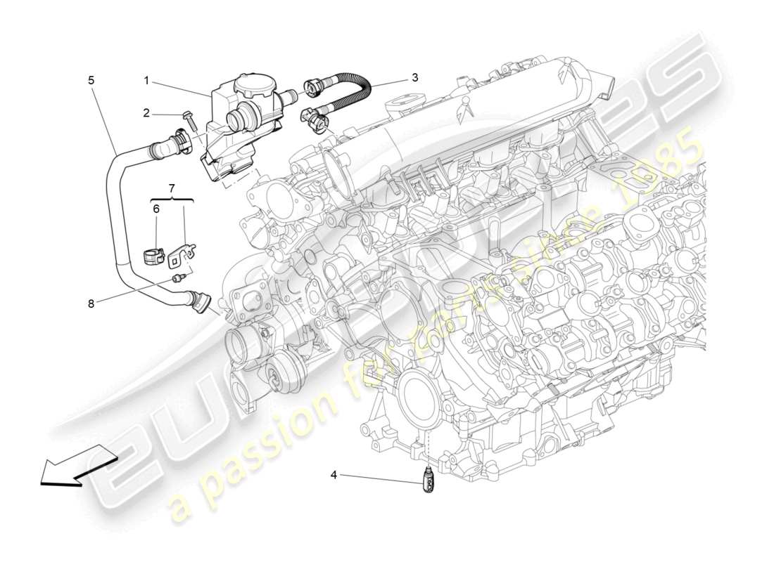 maserati levante gts (2020) sistema de recirculación de vapor de aceite diagrama de piezas