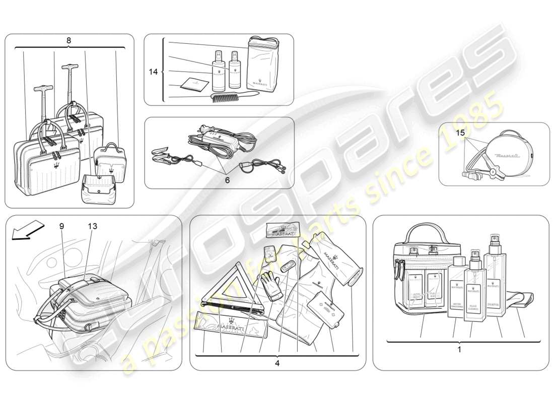 maserati grancabrio mc (2013) diagrama de piezas de accesorios posventa