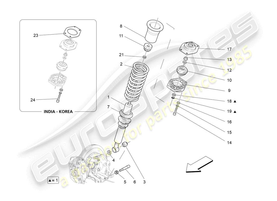 maserati grancabrio mc (2013) diagrama de piezas de los dispositivos del amortiguador trasero
