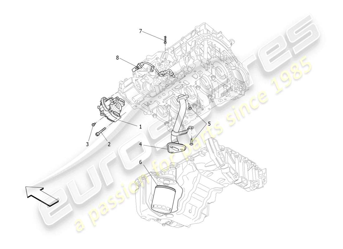 maserati ghibli fragment (2022) sistema de lubricación: diagrama de piezas de bomba y filtro