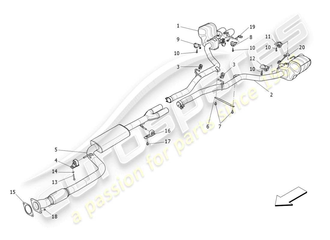 maserati ghibli fragment (2022) silenciadores diagrama de piezas