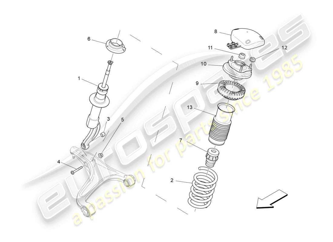maserati quattroporte (2018) diagrama de piezas de los dispositivos amortiguadores delanteros
