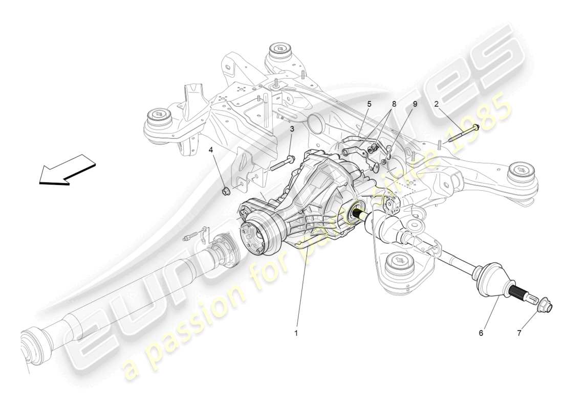maserati levante (2017) diagrama de piezas del diferencial y del eje trasero