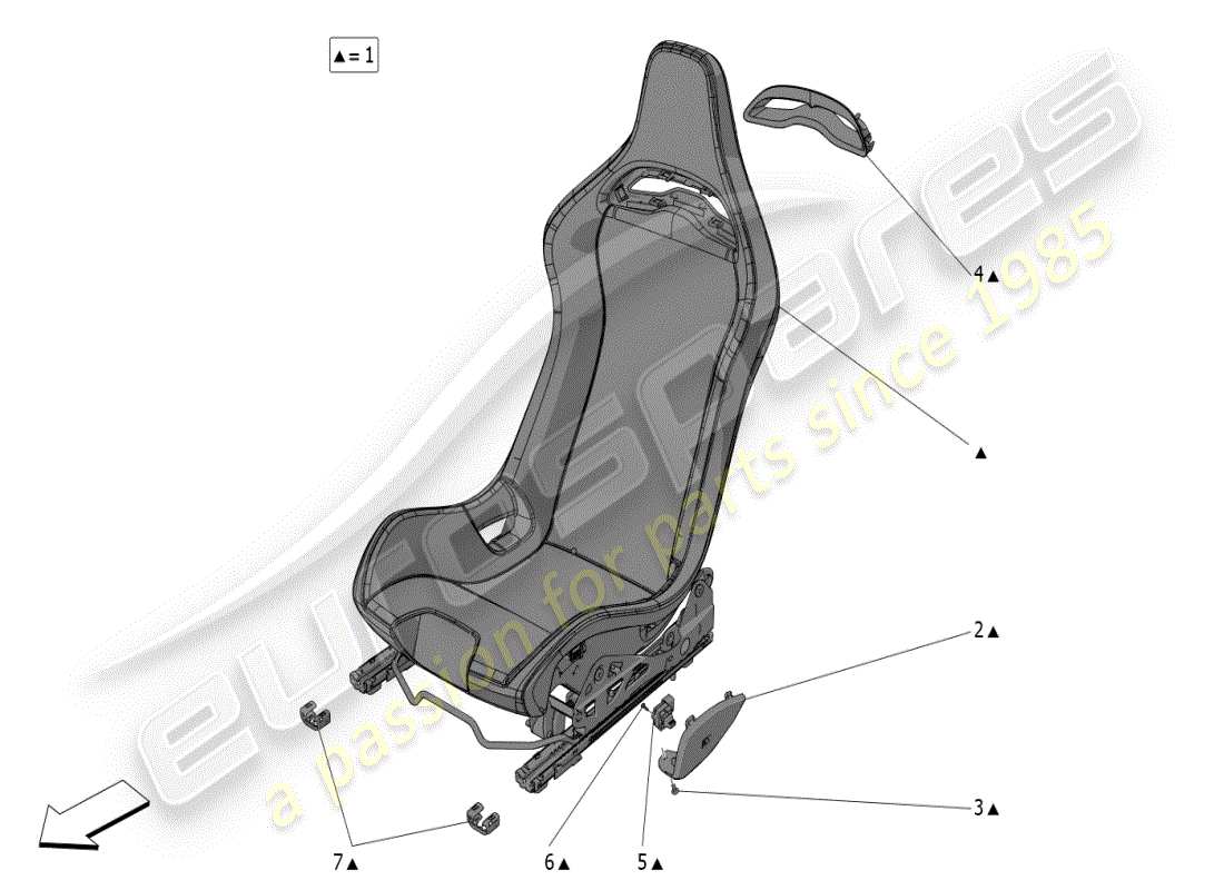 maserati mc20 (2024) asientos: paneles acabados diagrama de piezas