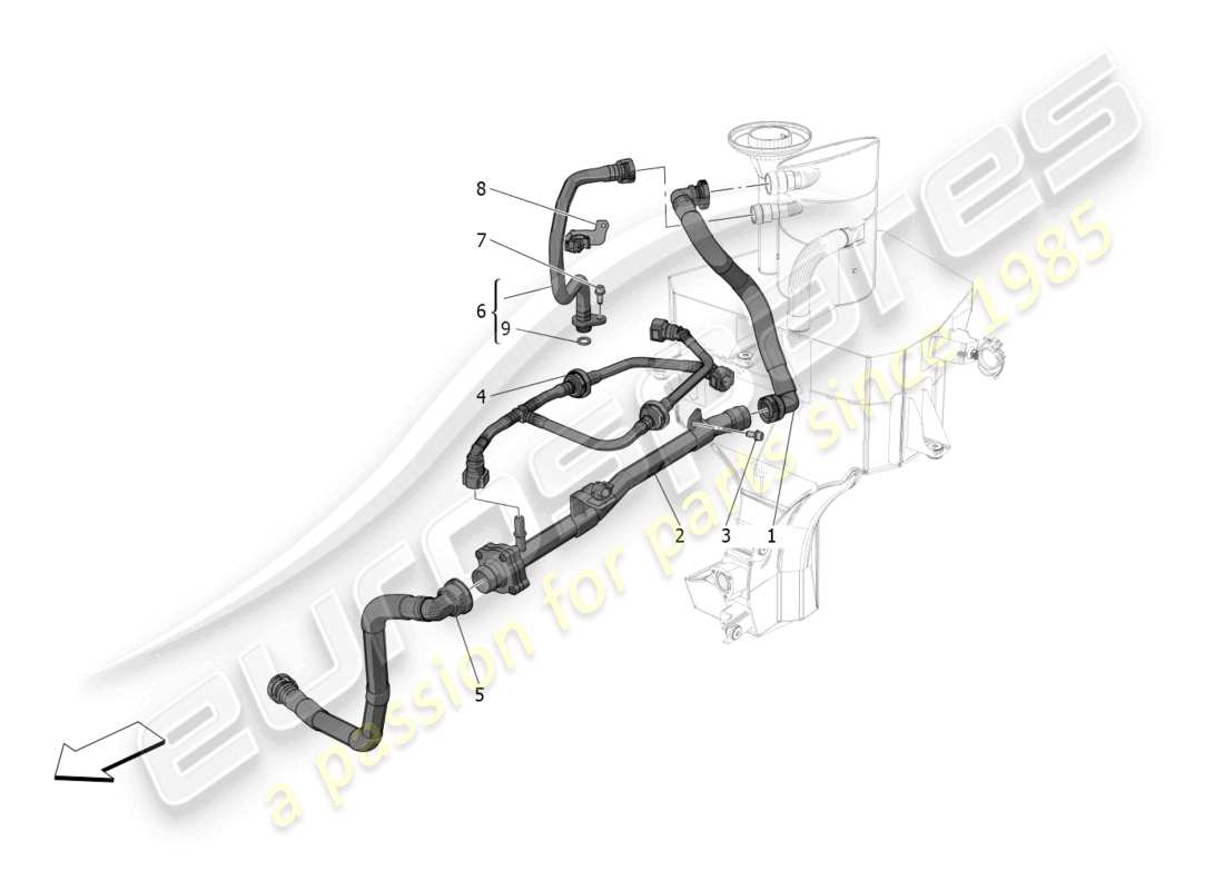 maserati mc20 (2023) diagrama de piezas del sistema de recirculación de vapores de aceite