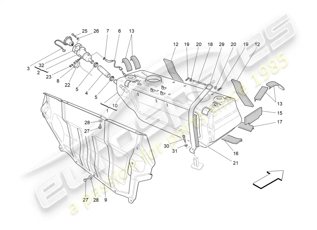 maserati qtp 3.0 tds v6 275hp (2015) diagrama de piezas del tanque de combustible